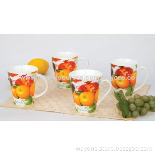 Fine China Mug with Fruit Design, Available in 12oz Volume, Measuring 8.3 x 9.5cm, Popular Shape